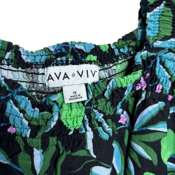 NWT Ava & Viv Tropical Floral Tank Crop Top Stretchy Women's 1X - Picture 4 of 7